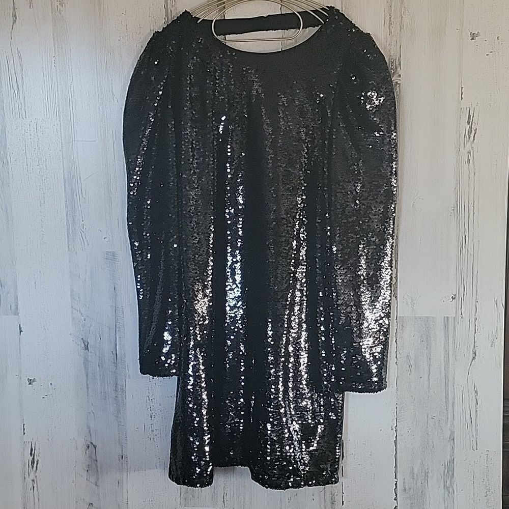 NWT Aqua Black Sequined Dress STUNNING